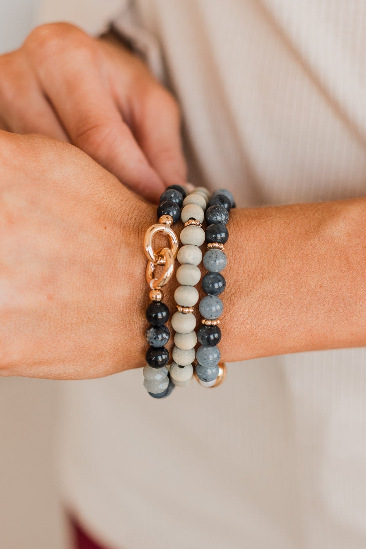 Only For A Moment Bracelet Set- Slate Grey