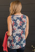 Meant To Be Together Floral Tank Top- Navy