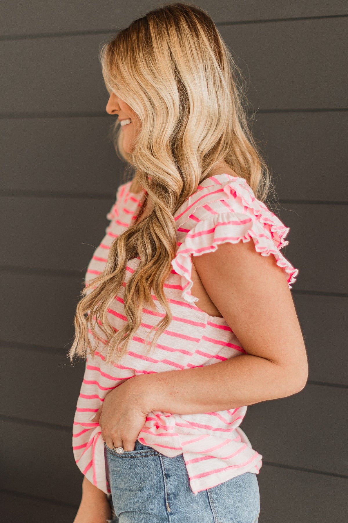 Vibrant Presence Striped Top- Ivory & Pink