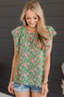 Keen On You Floral Blouse- Green & Pink