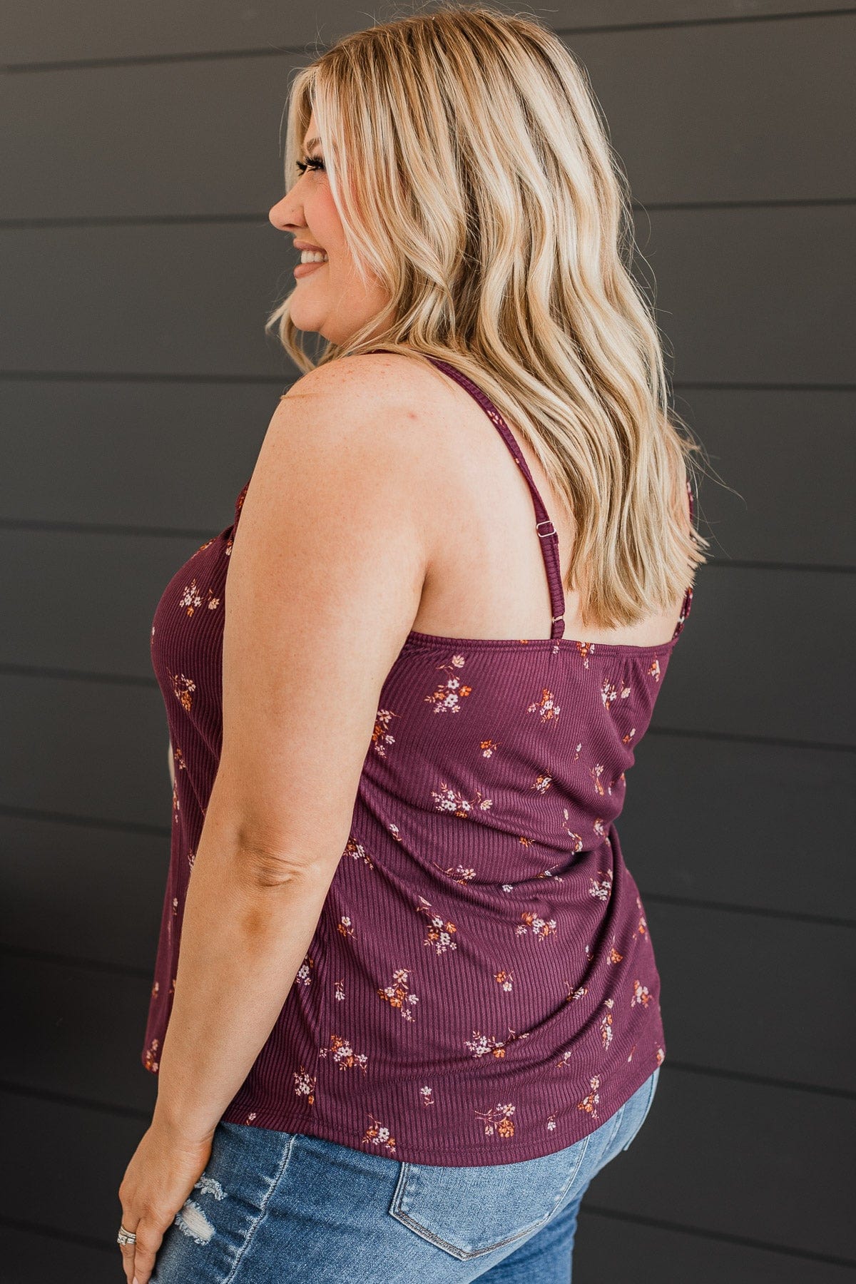 Hopelessly Yours Floral Tank Top- Plum