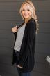 Found Myself Open Front Knit Cardigan- Black