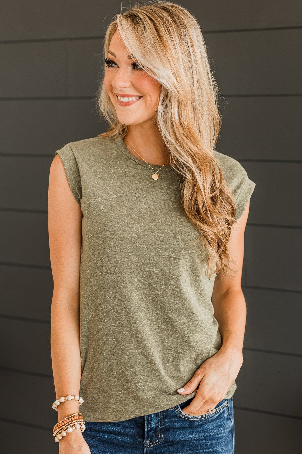 Share Your Happiness Knit Top- Olive