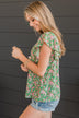 Keen On You Floral Blouse- Green & Pink