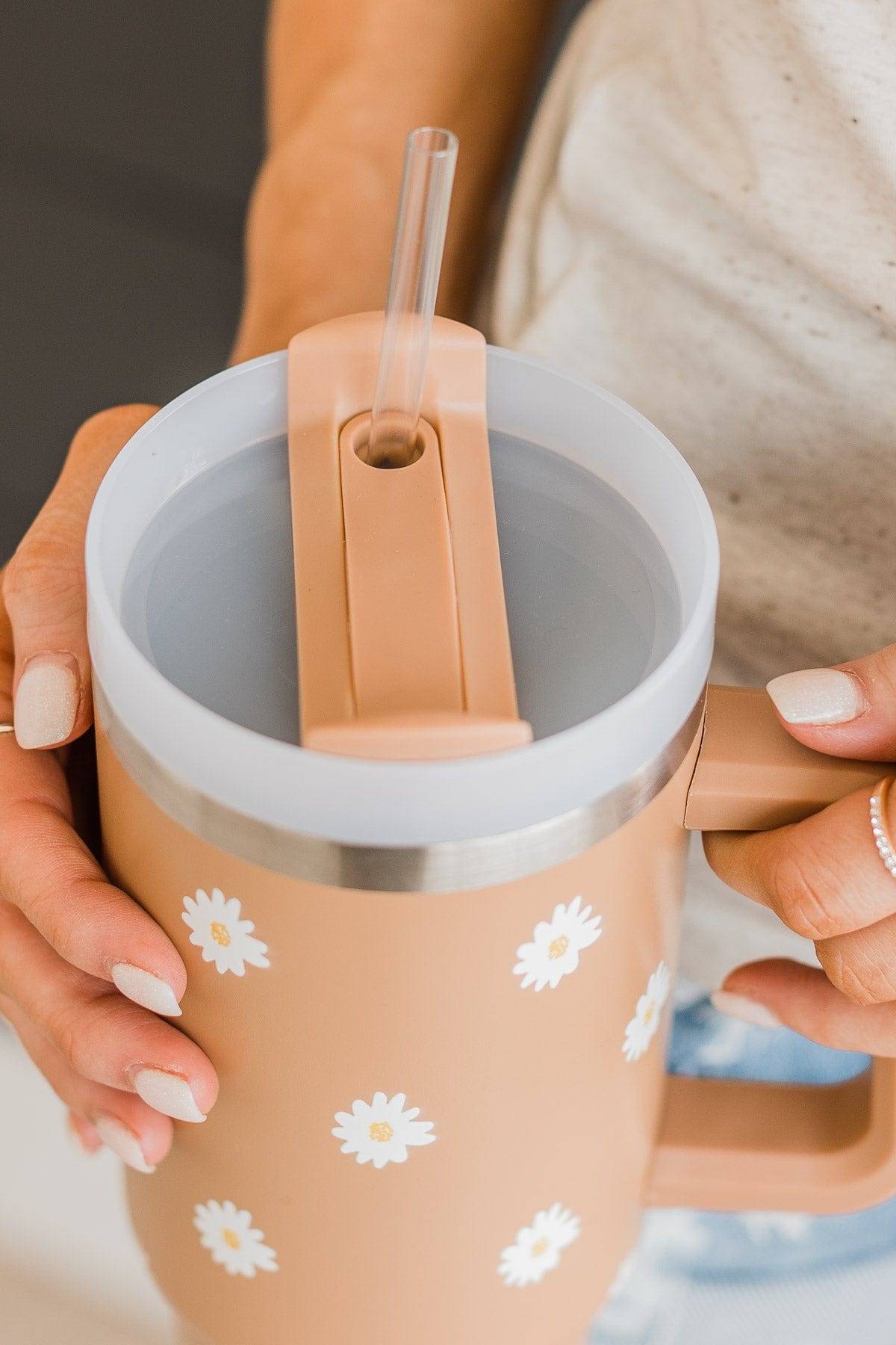 Stainless Tumbler with Handle - 30 oz - Darling Daisy