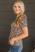 Took A Chance Puff Sleeve Top- Natural Leopard