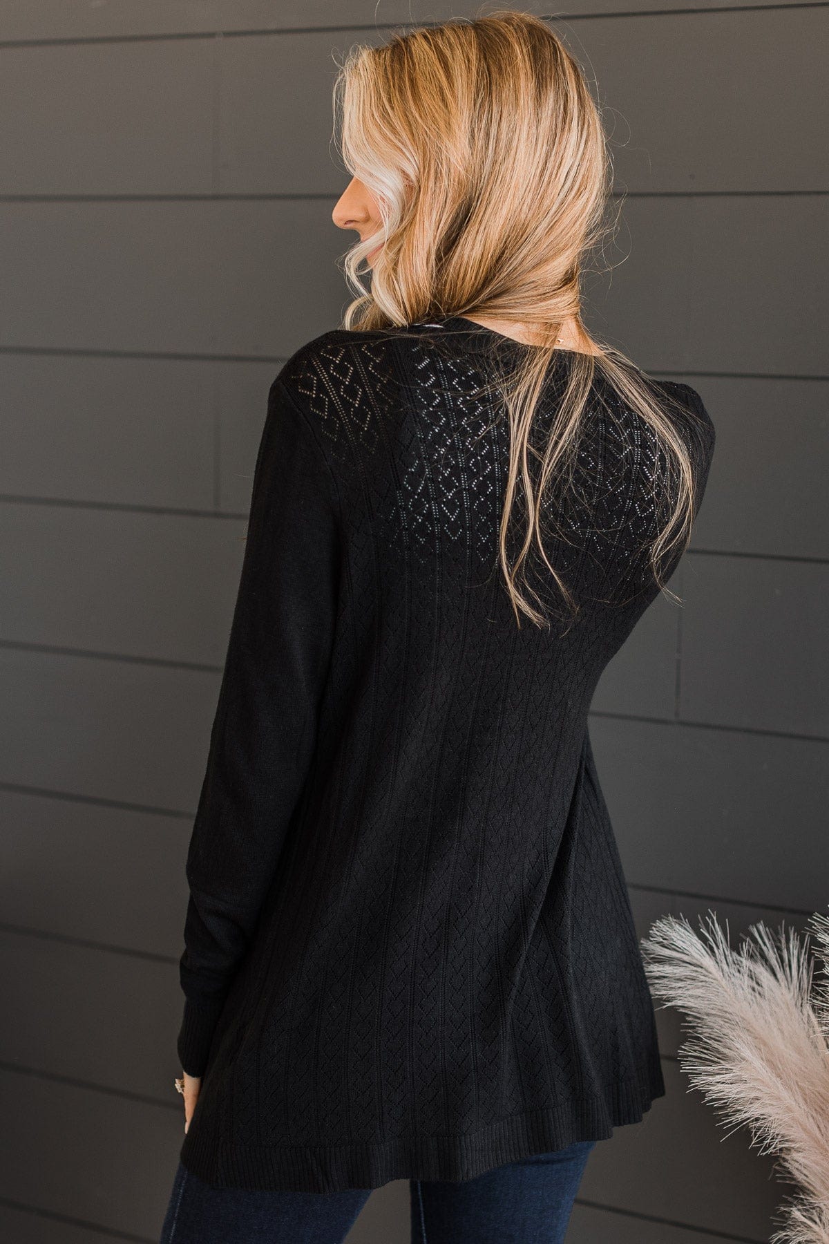 Found Myself Open Front Knit Cardigan- Black