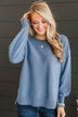 Everyday Dreams Ribbed Sweater- Blue