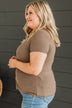 Hold Me Forever Button Top- Dark Mocha