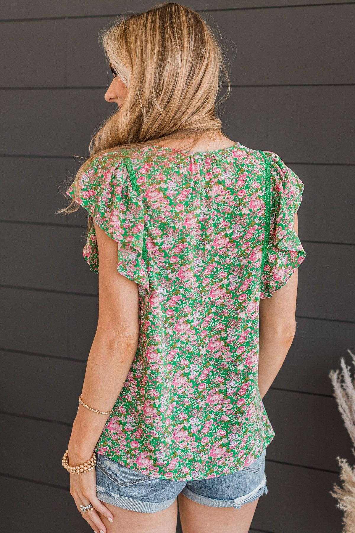Keen On You Floral Blouse- Green & Pink