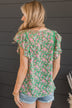 Keen On You Floral Blouse- Green & Pink