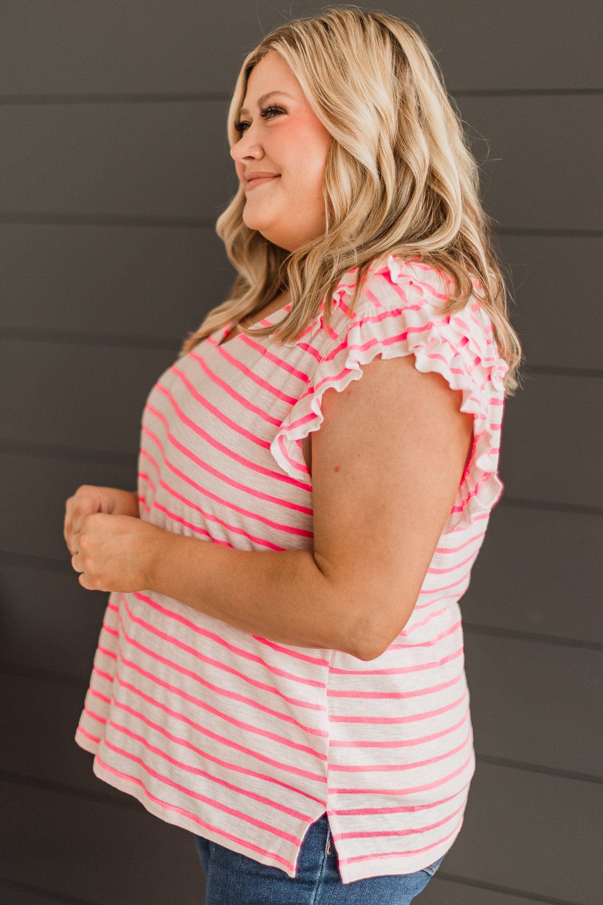 Vibrant Presence Striped Top- Ivory & Pink