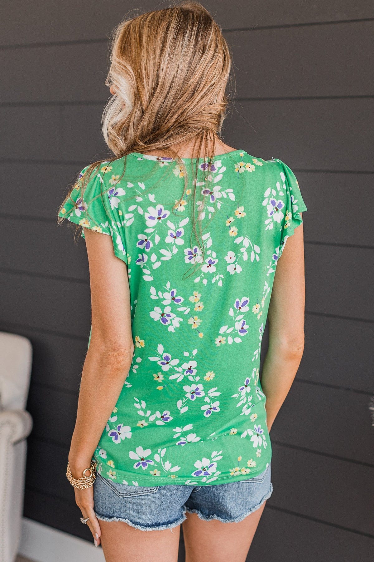 Wishful Heart Floral Top- Green