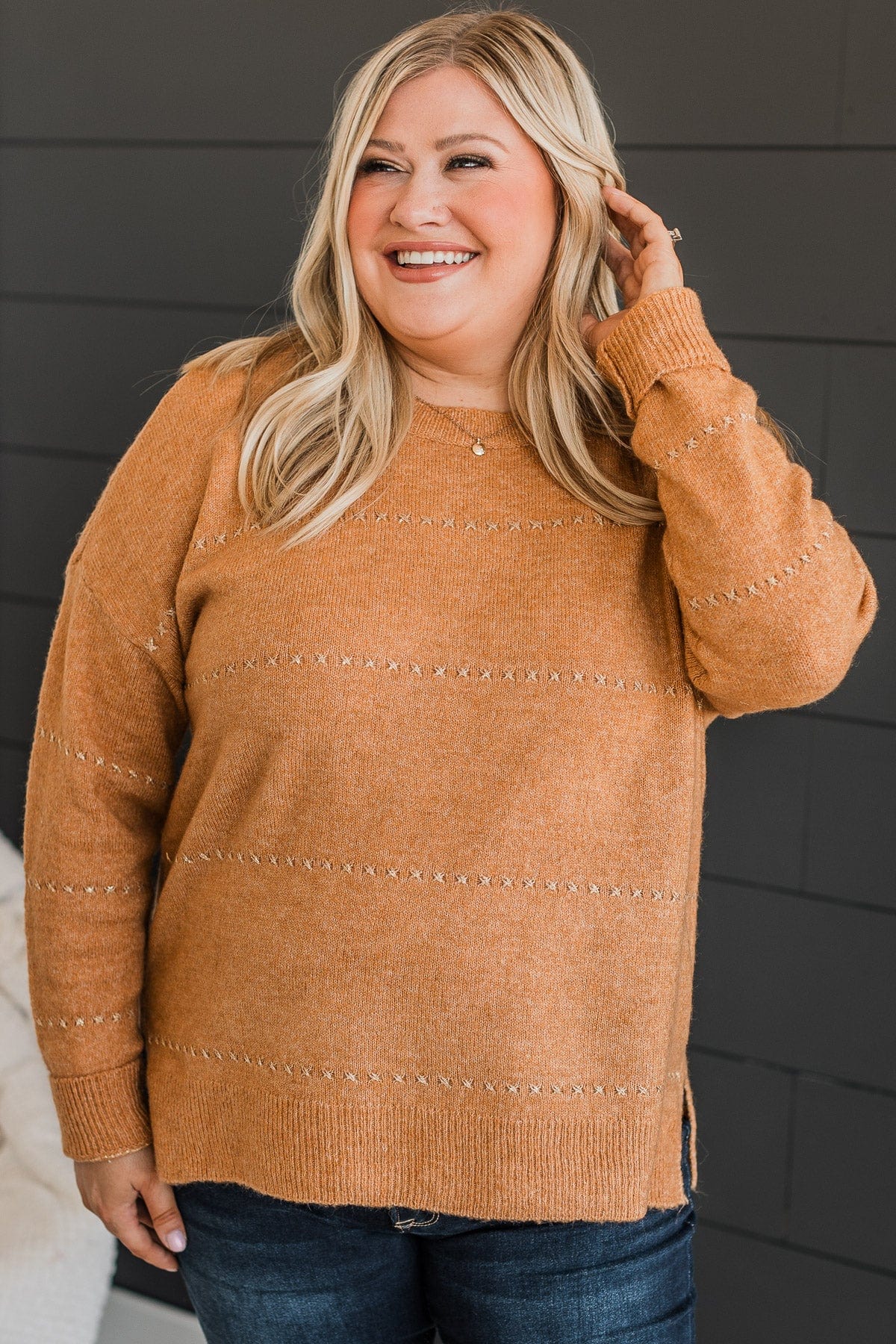 Watch Them Swoon Knit Sweater- Camel