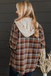 Falling Again Plaid Hooded Top- Chocolate