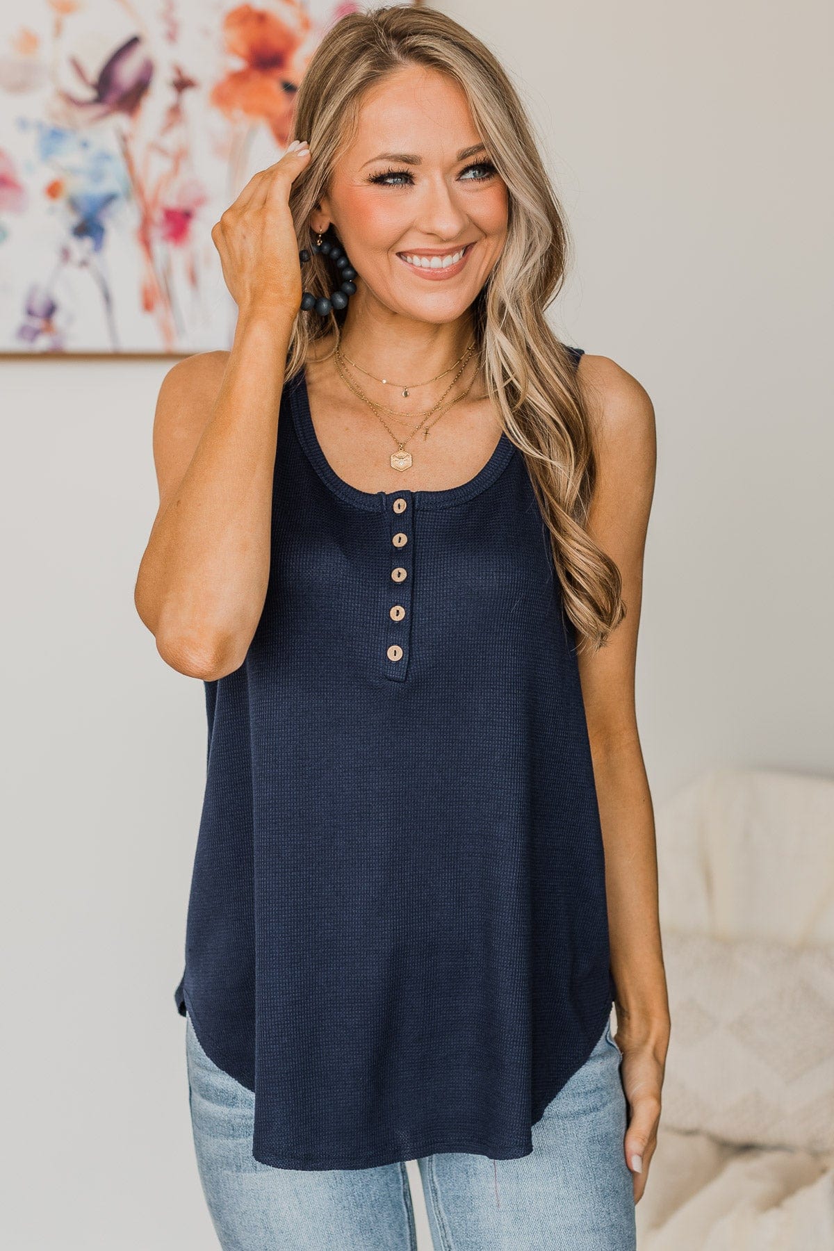 Prove Them Wrong Knit Tank Top- Navy