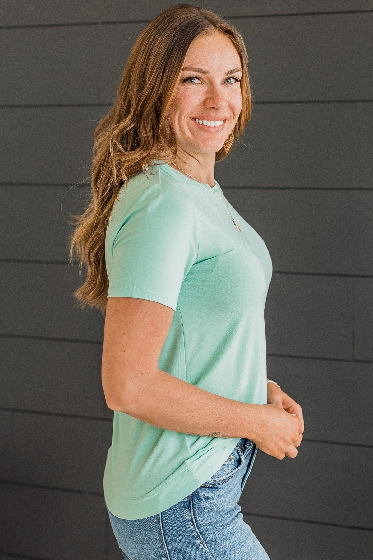 Casual Crush Knit Top- Mint Blue