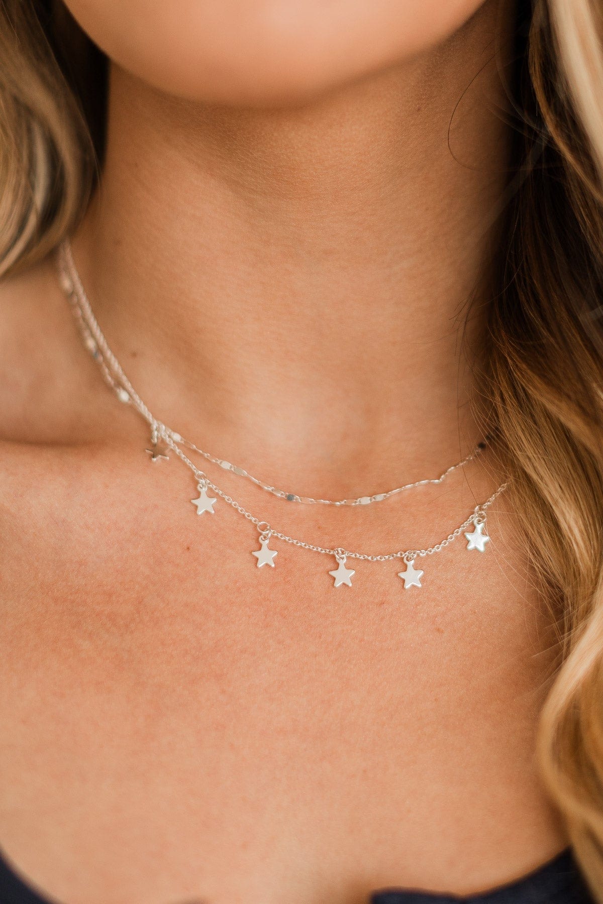 Brightest Stars 2-Tier Necklace- Silver