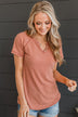 Word Around Town Knit Top- Dark Peach