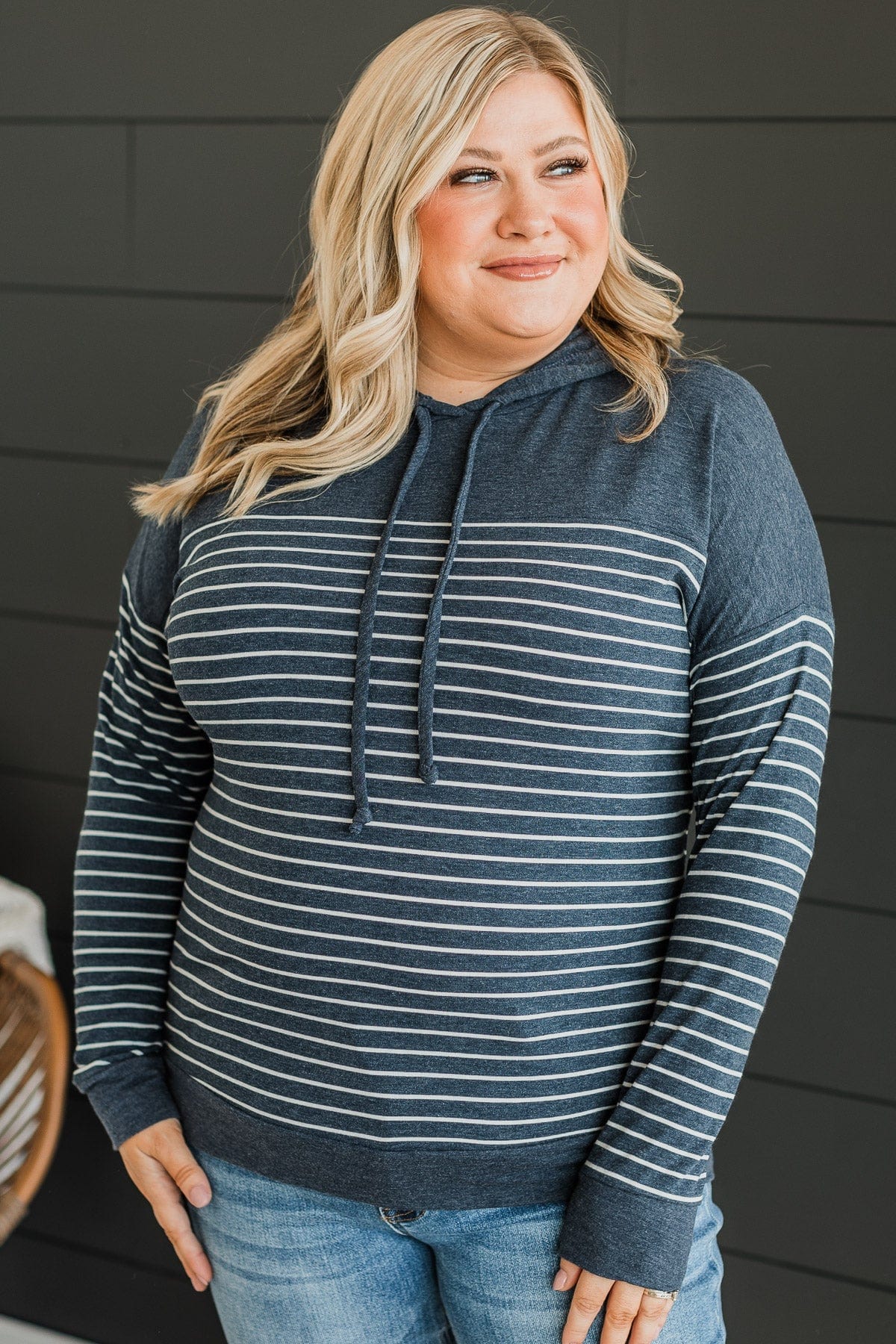 Only Yours Hooded Knit Top- Navy