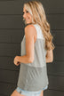 Casually Charming Ribbed Tank Top- Grey & Ivory