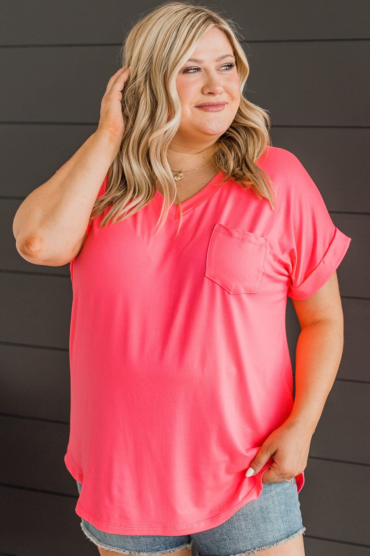 All The Best Short Sleeve Top- Neon Pink