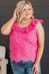 Bless Your Heart Ruffle Blouse- Bright Pink