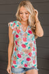 Take A Stroll Floral Top- Off-White