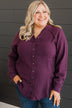 All Around Amazed Button Top- Eggplant