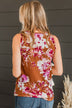 Inspire Me Floral Tank Top- Camel