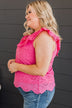 Bless Your Heart Ruffle Blouse- Bright Pink
