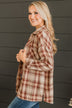 Like Clockwork Plaid Button Top- Maroon
