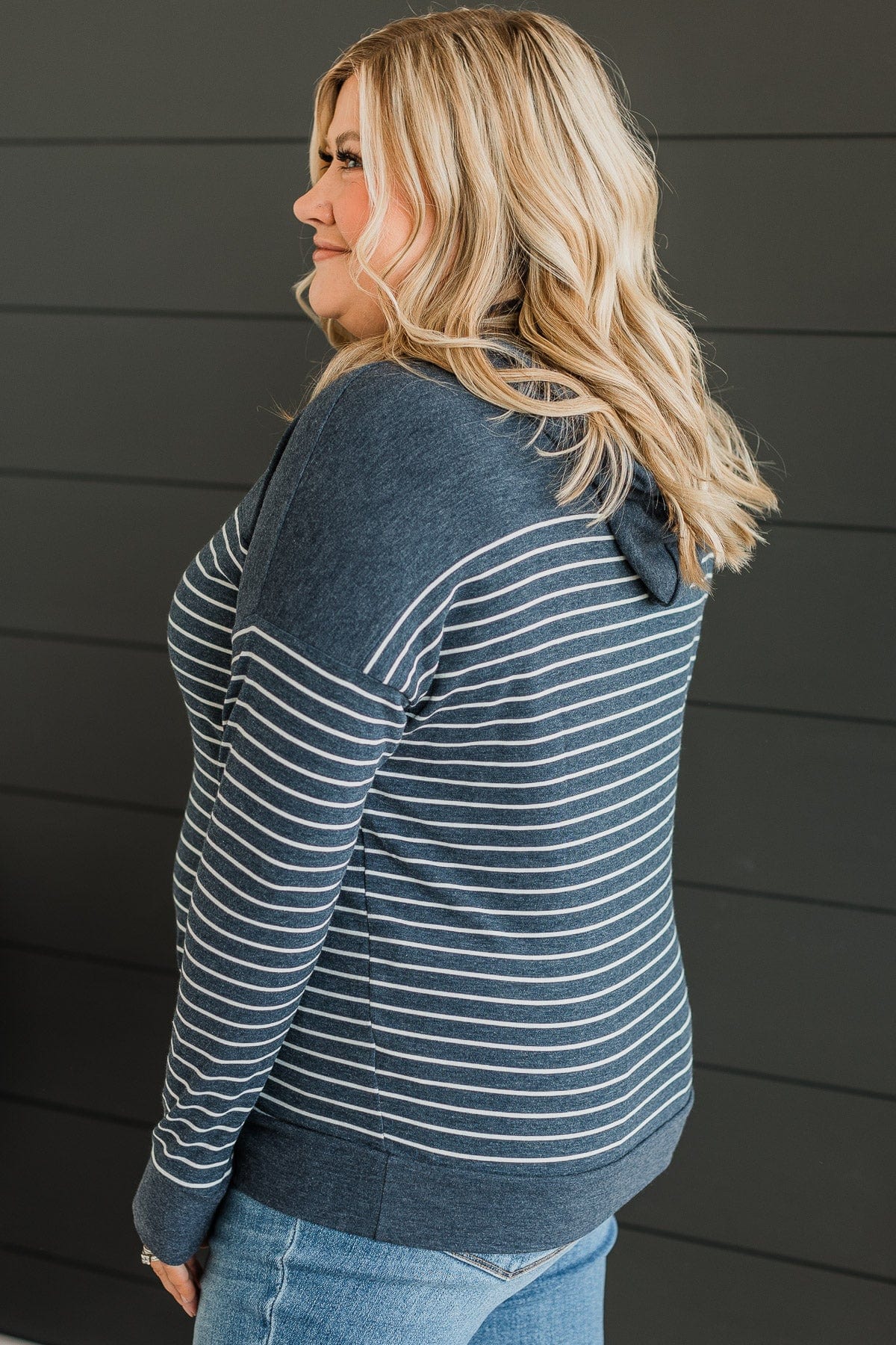 Only Yours Hooded Knit Top- Navy