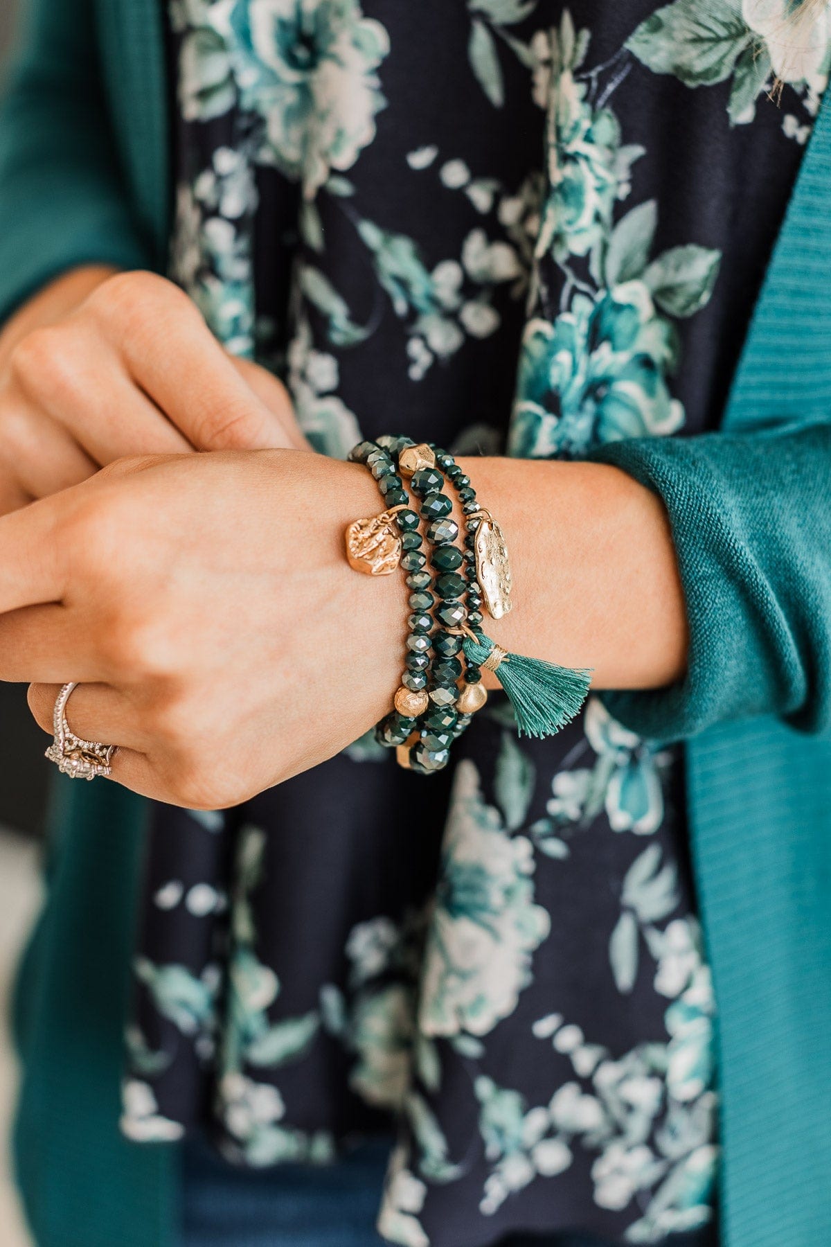 Glamorous Life Bracelet Set- Dark Teal