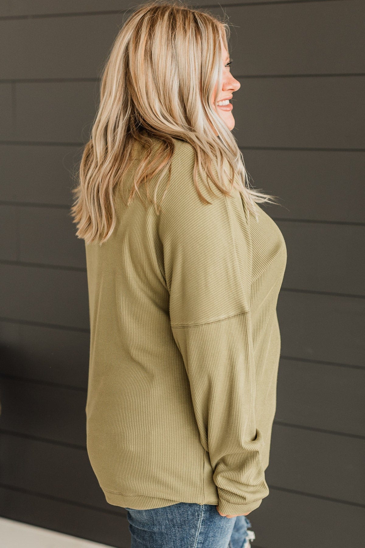 Express It All Knit Pullover Top- Olive