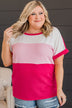 Incredible Sights Knit Top- Off-White & Hot Pink