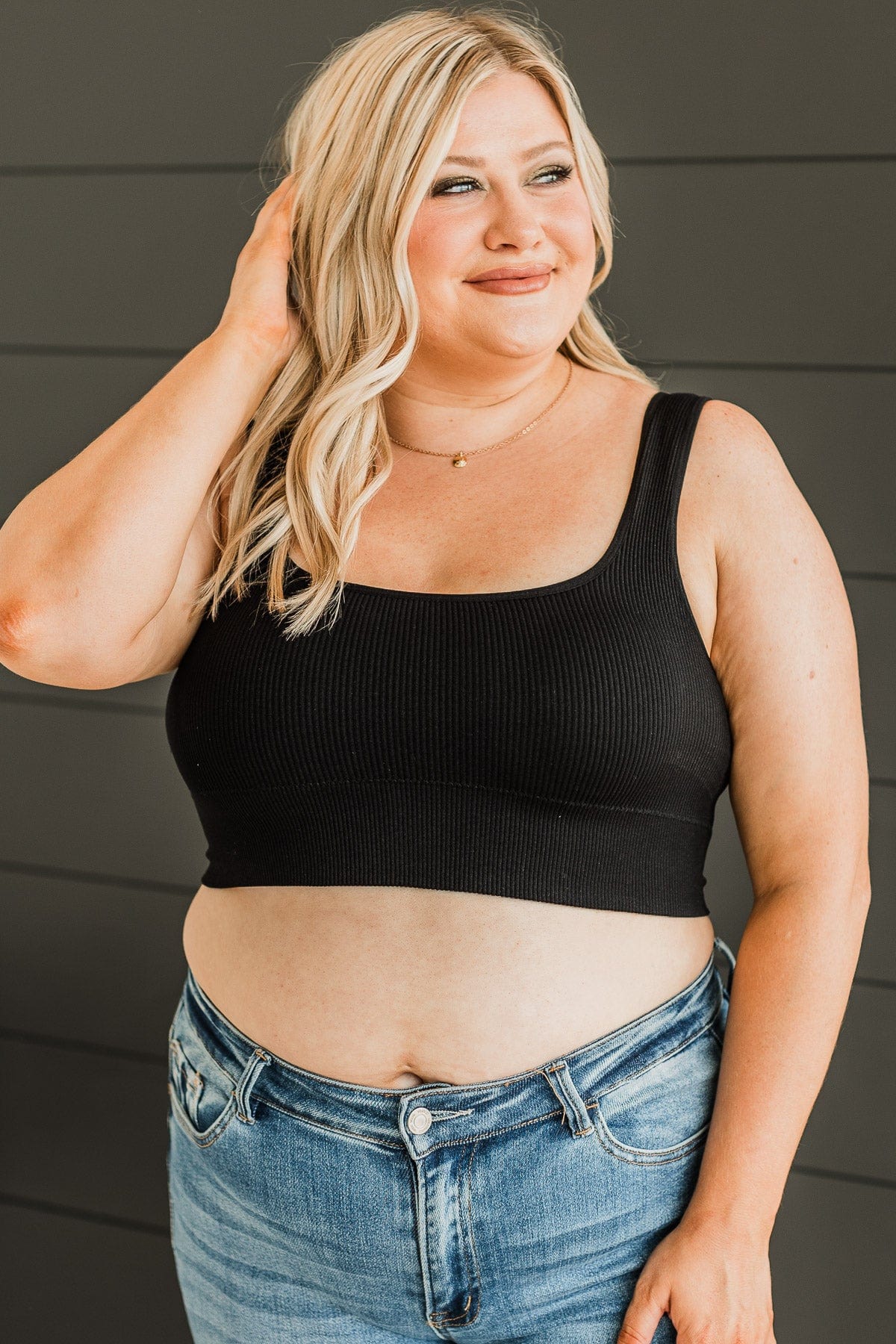 Simply Lovely Cropped Tank Top- Black