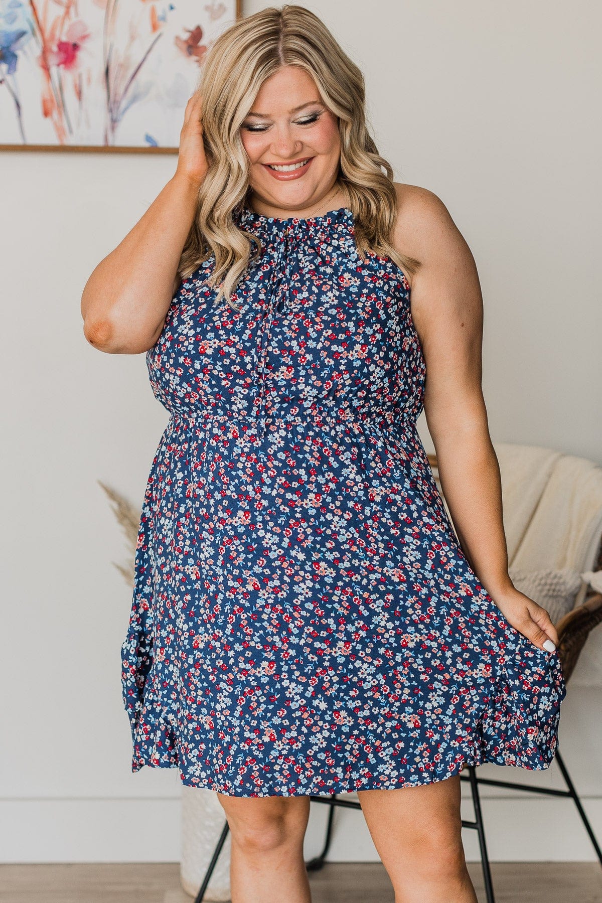 Cruise Through Town Floral Dress- Navy