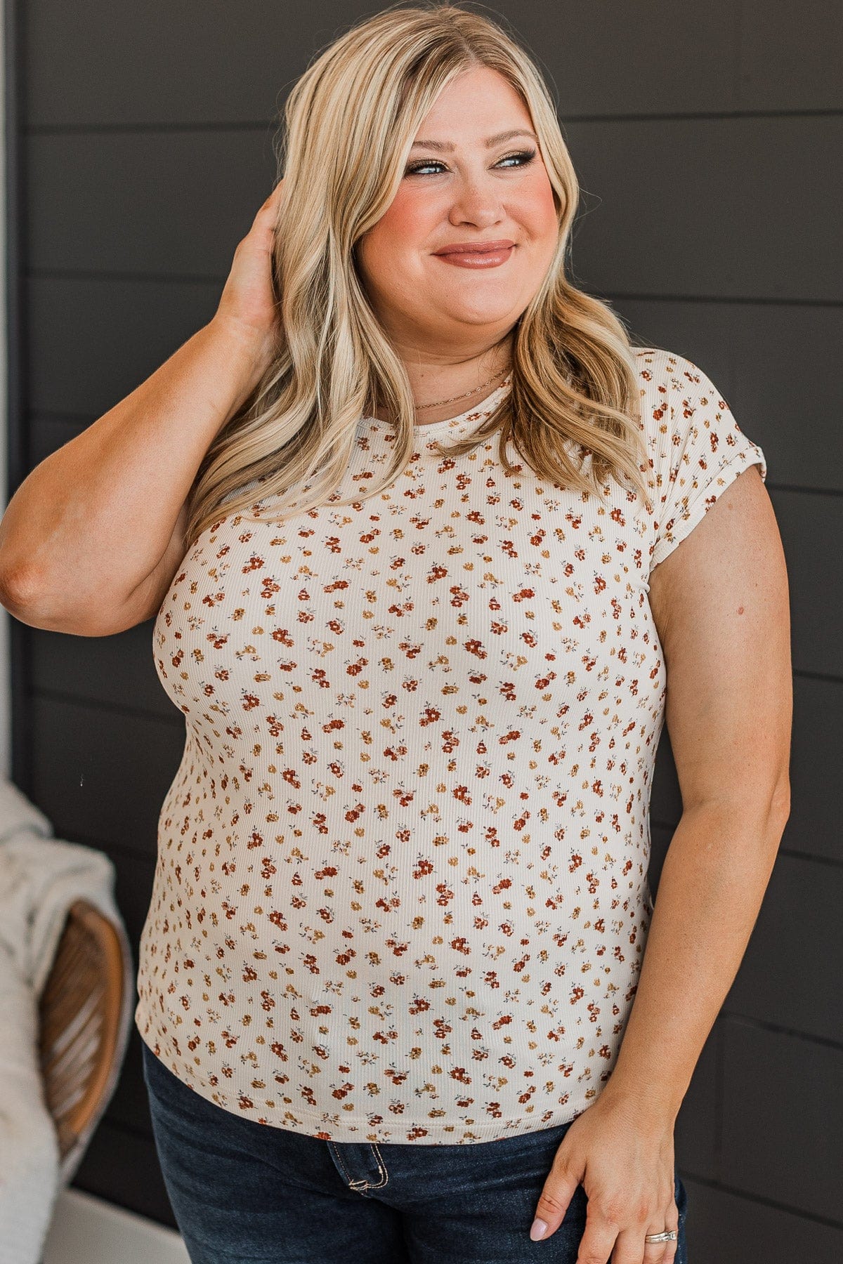 Sweet Surprise Floral Top- Ivory & Rust