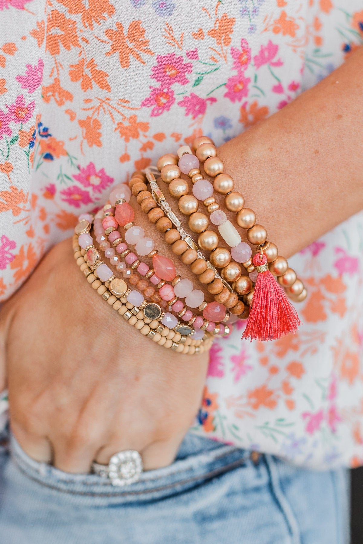 Pretty On Point Bracelet Set- Pink