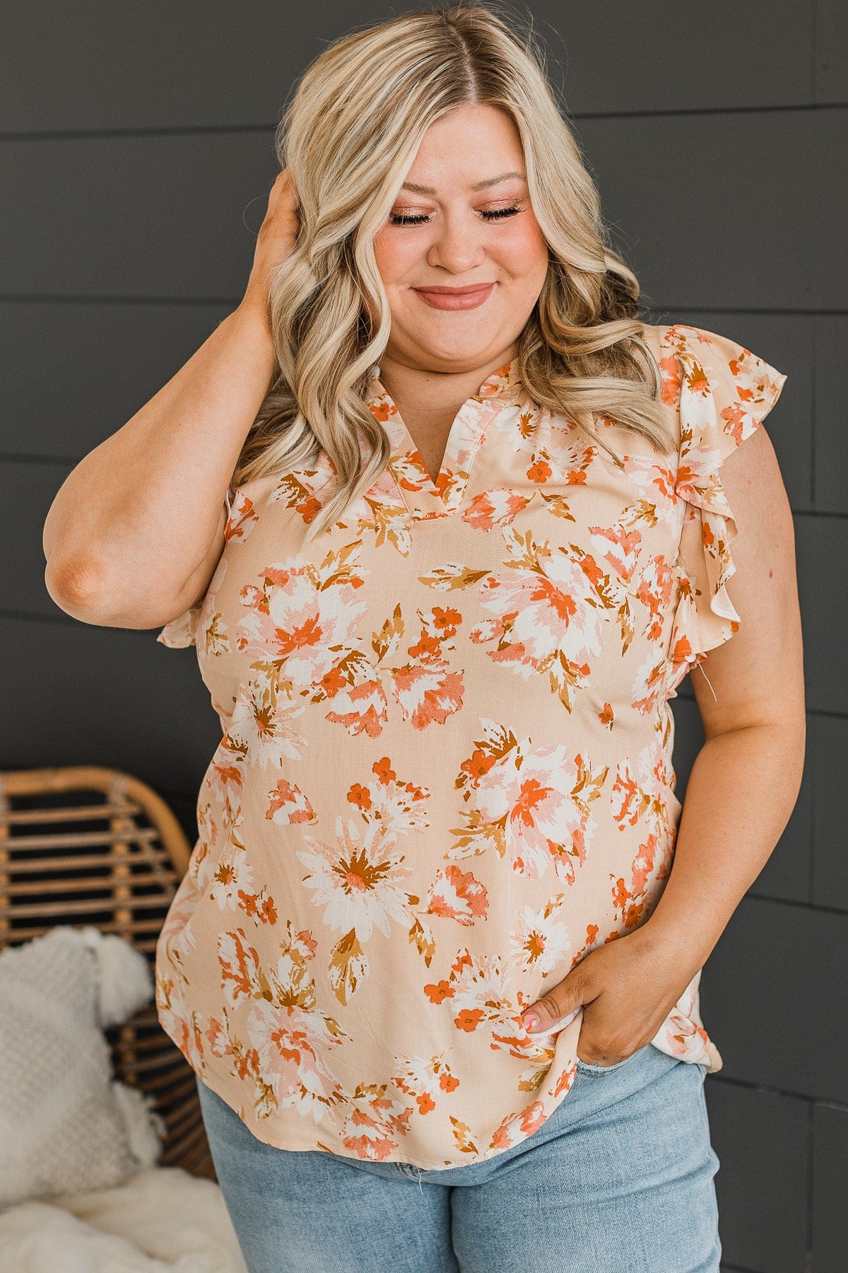 Forever Sweet Floral Blouse- Dusty Peach & Coral
