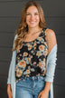 Under Your Spell Floral Tank Top- Black