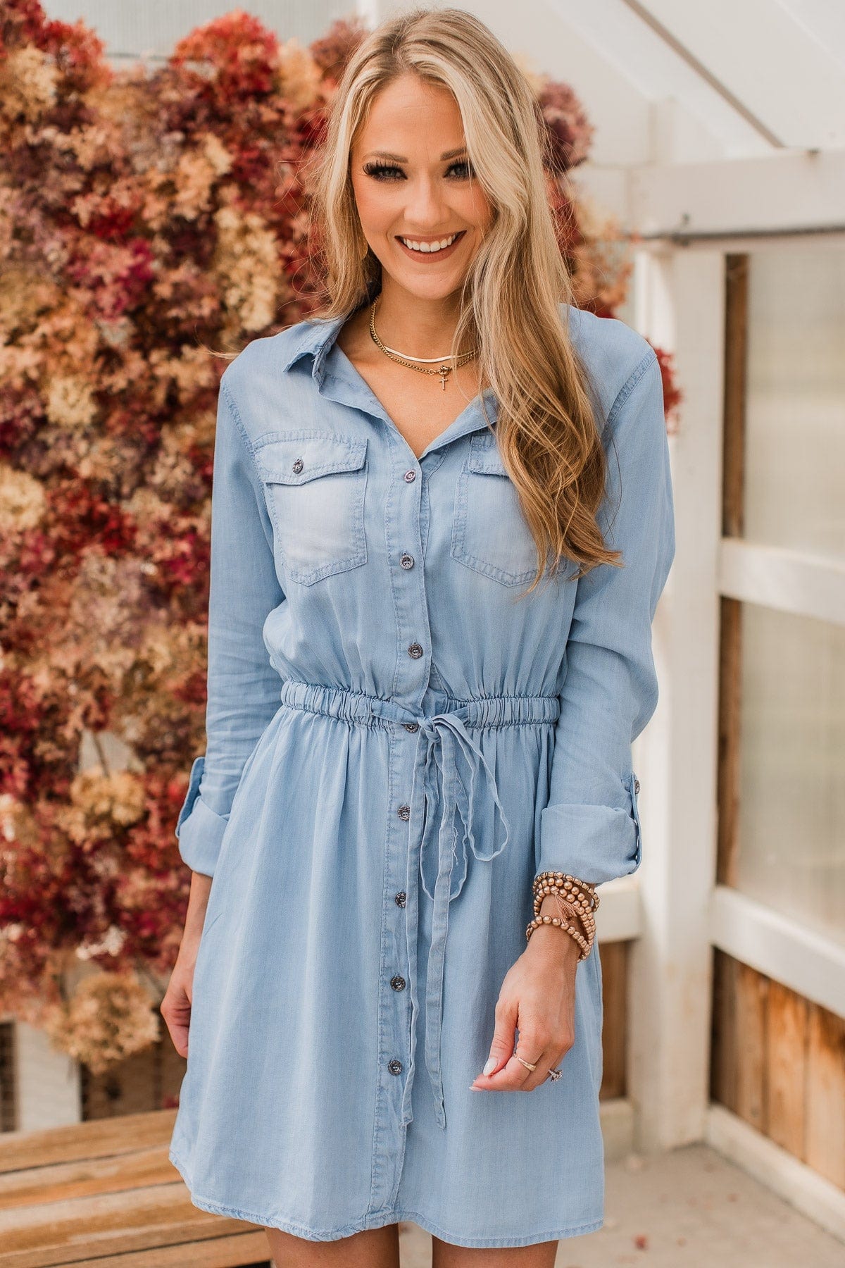 Melts My Heart Chambray Dress- Light Denim Melts My Heart Chambray Dress- Light Denim