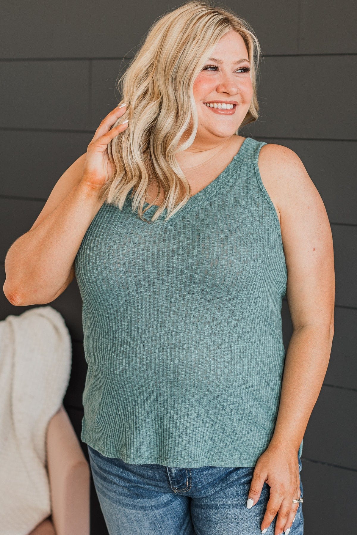 Everyday Crush Knit Tank Top- Dusty Teal