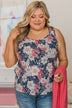 Meant To Be Together Floral Tank Top- Navy