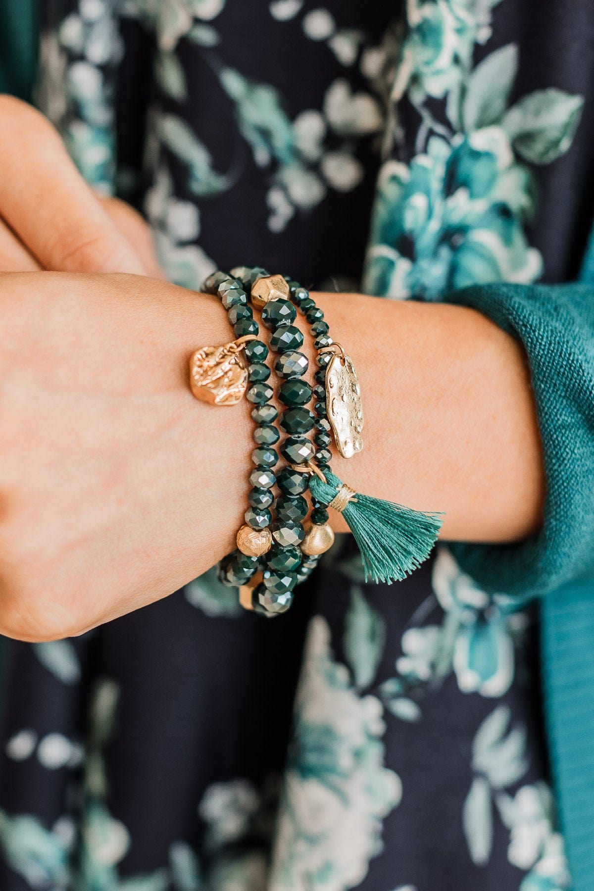 Glamorous Life Bracelet Set- Dark Teal