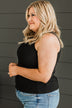 Effortless Dream Ribbed Tank Top- Black