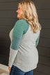 Alluring Smiles Color Block Top- Grey & Olive