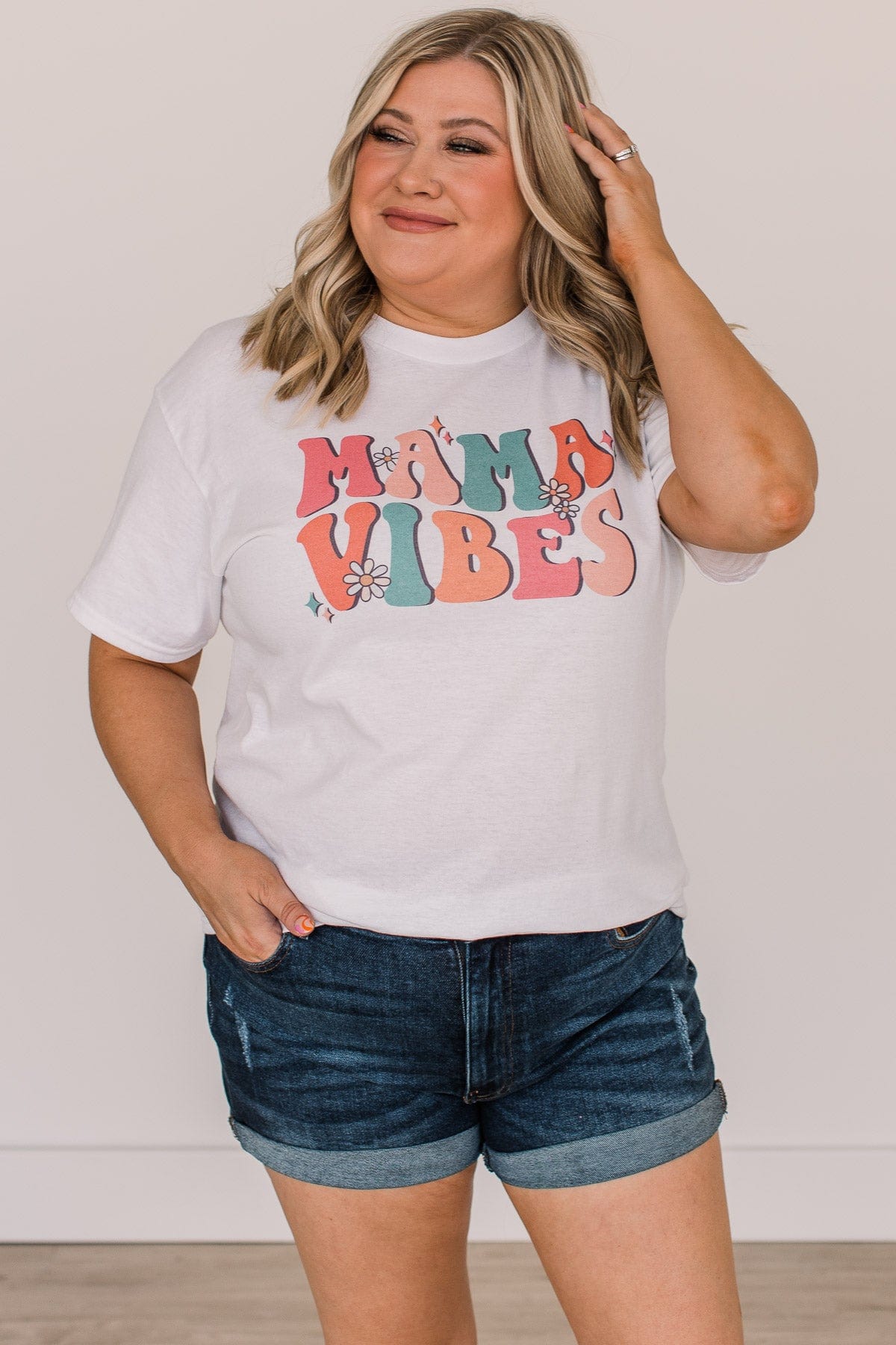 "Mama Vibes" Graphic Tee- White