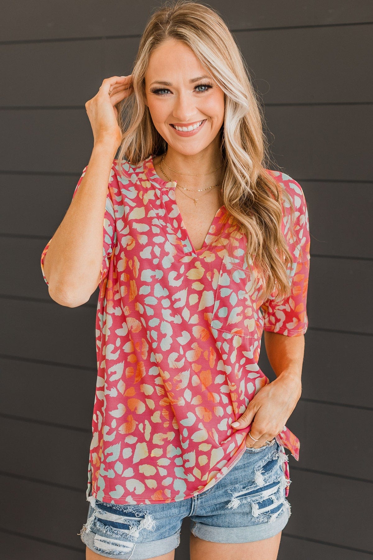 Memories Of You Printed Top- Pink